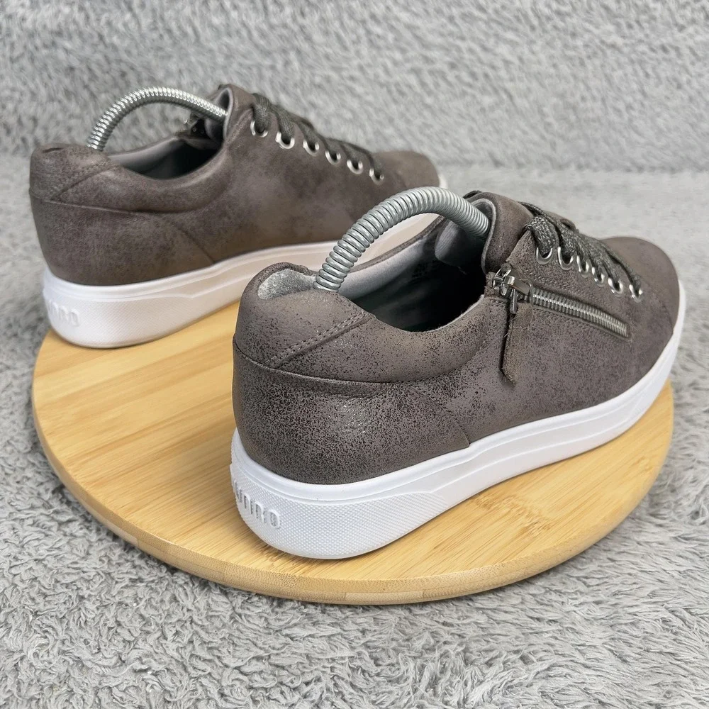 Munro Tilly Shoes Womens Size 9W Gray Leather Zip Lace Up Platform Casual